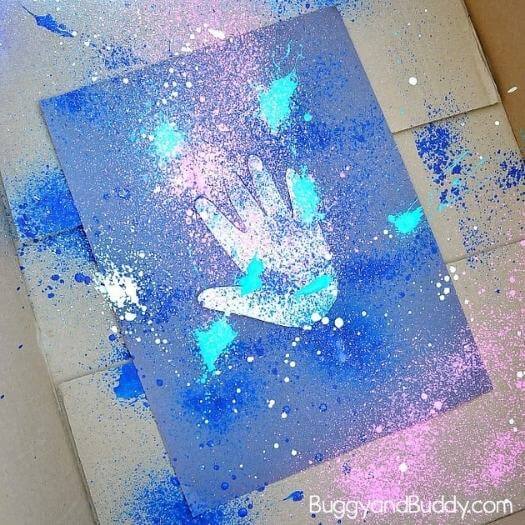 Galaxy Handprint Art Kids Mothers Day DIY Homemade Crafting Gift Ideas Inspiration How To Make Tutorials Recipes Gifts To Make