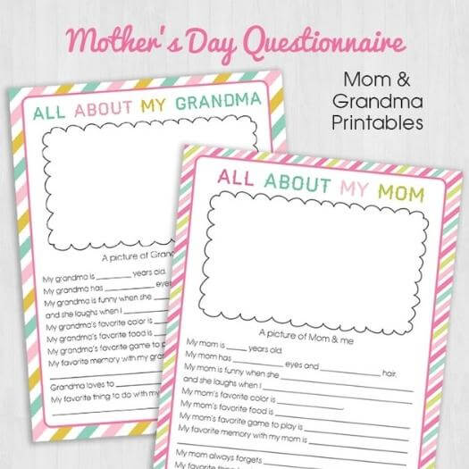 Mother’s Day Questionnaire Easy Last Minute Mothers Day DIY Homemade Crafting Gift Ideas Inspiration How To Make Tutorials Recipes Gifts To Make