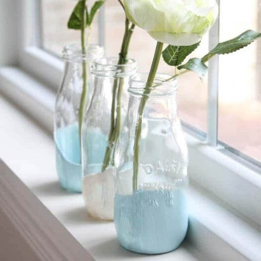 Paint Dipped Milk Bottles Best Friend Mothers Day DIY Homemade Crafting Gift Ideas Inspiration How To Make Tutorials Recipes Gifts To Make