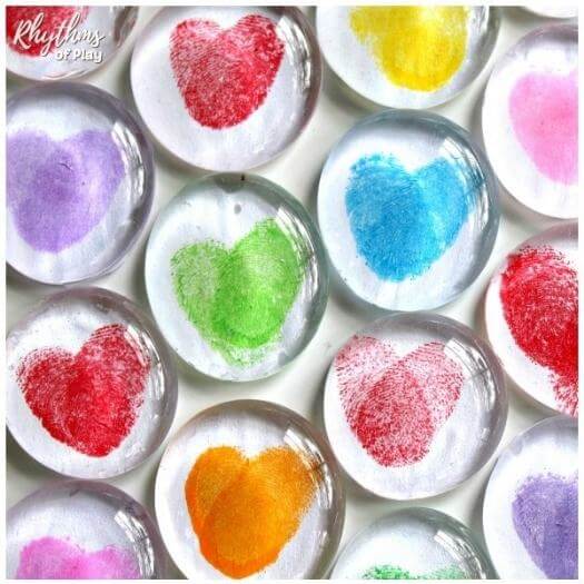 Thumbprint Heart Magnet Kids Mothers Day DIY Homemade Crafting Gift Ideas Inspiration How To Make Tutorials Recipes Gifts To Make