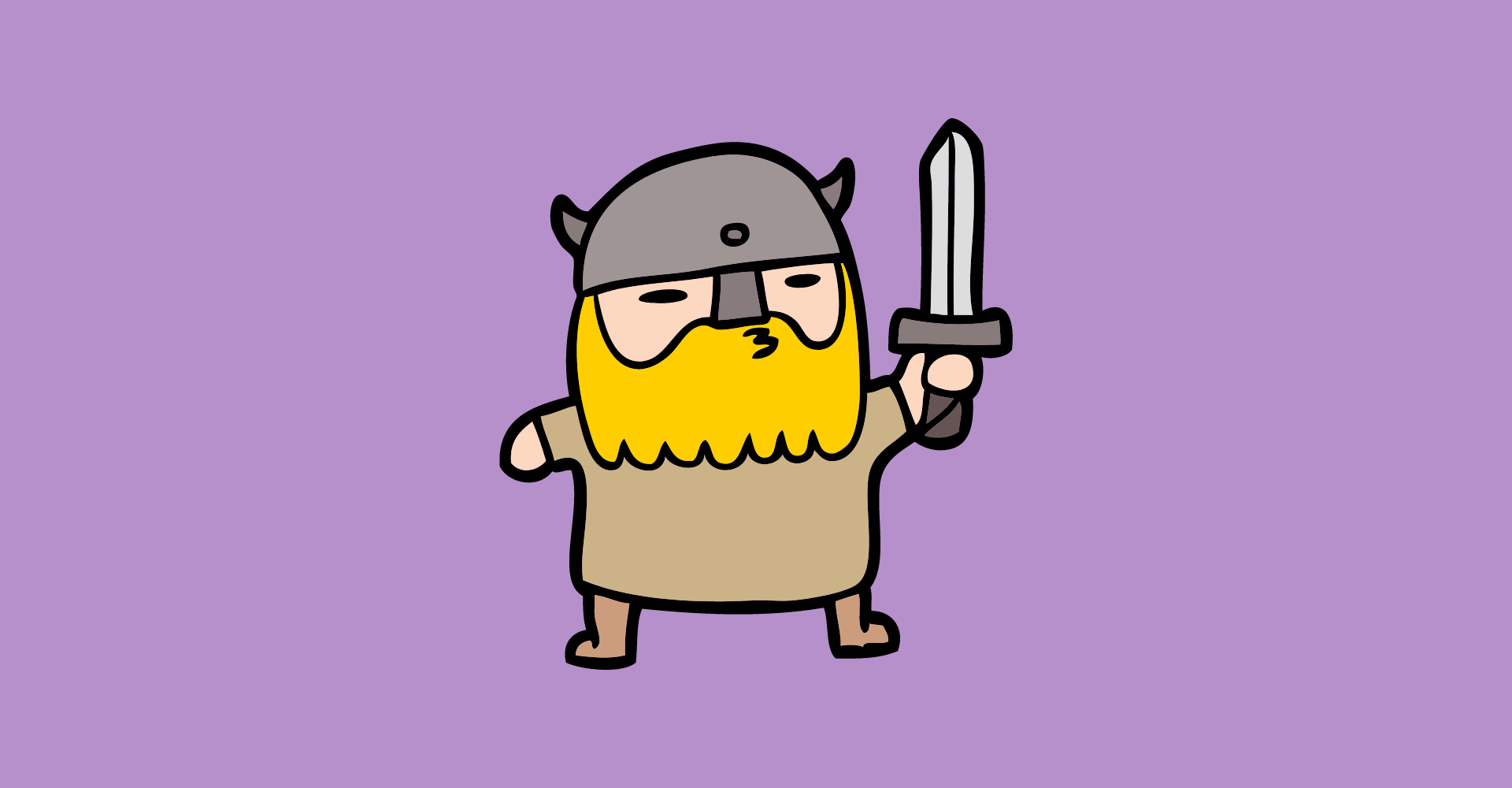 illustrated cute norse viking holding a sword on purple background for gift guide article