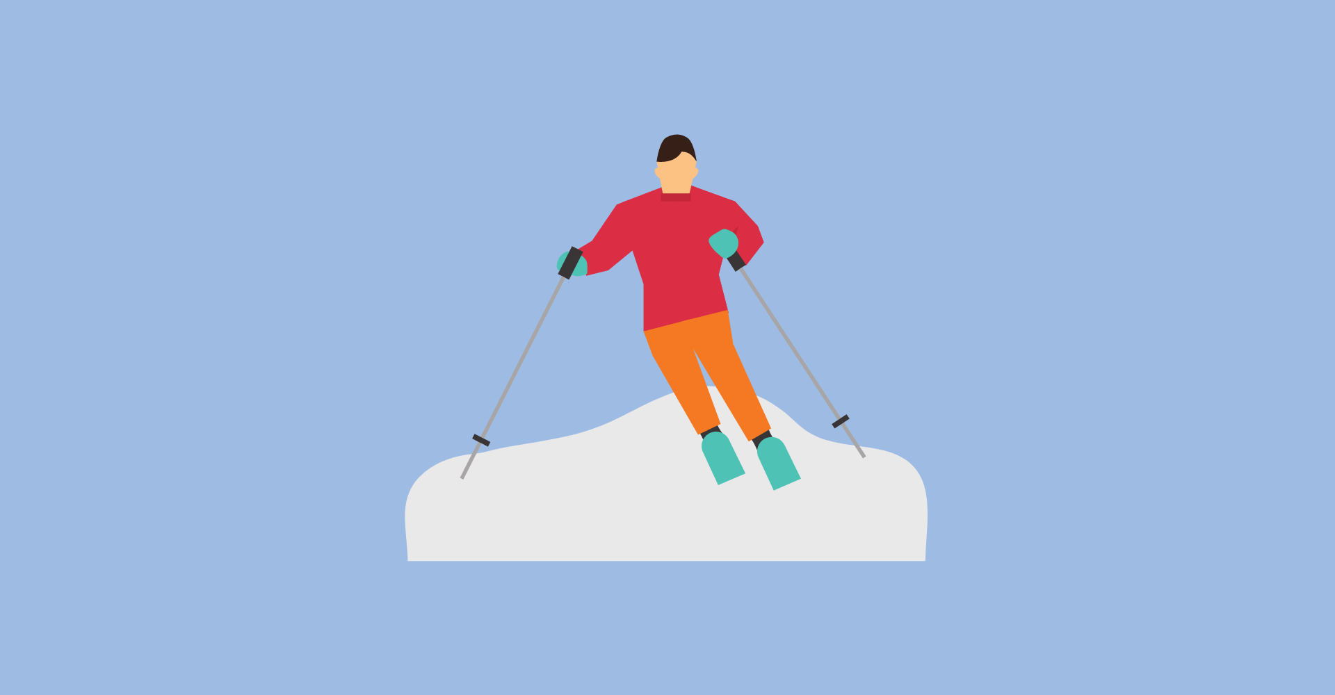 illustrated man skiing on snow on blue background for skiing gift guide article