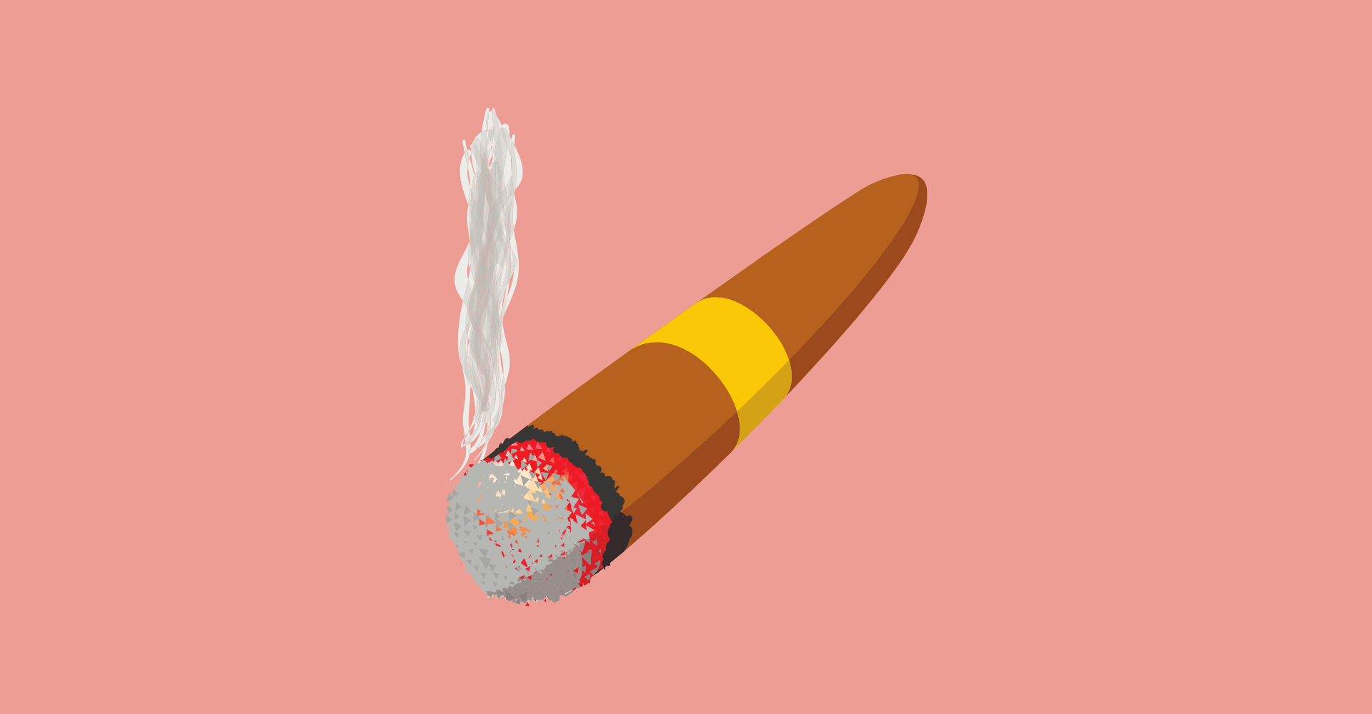 illustrated burning cigar on red background for gifts for cigar lovers article