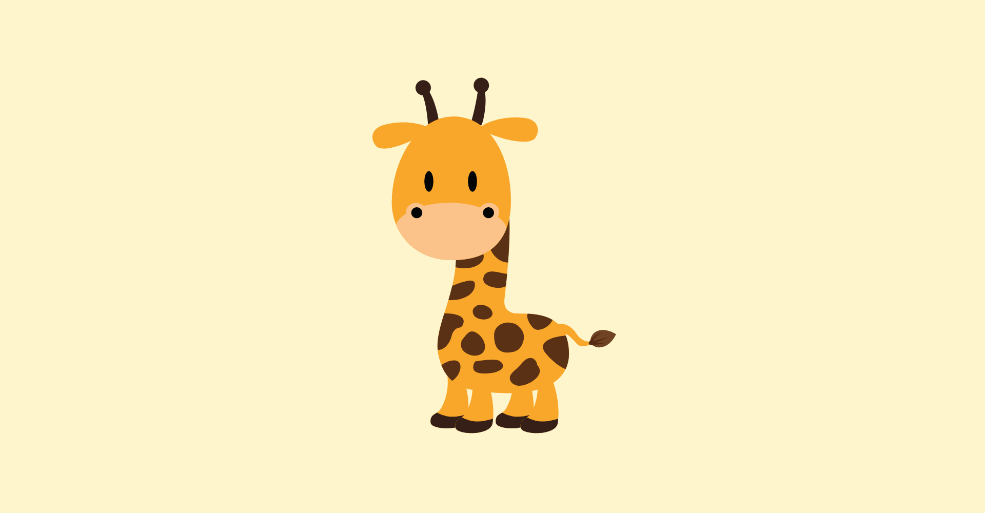 illustrated cute tiny giraffe on yellow background for giraffe gift idea list
