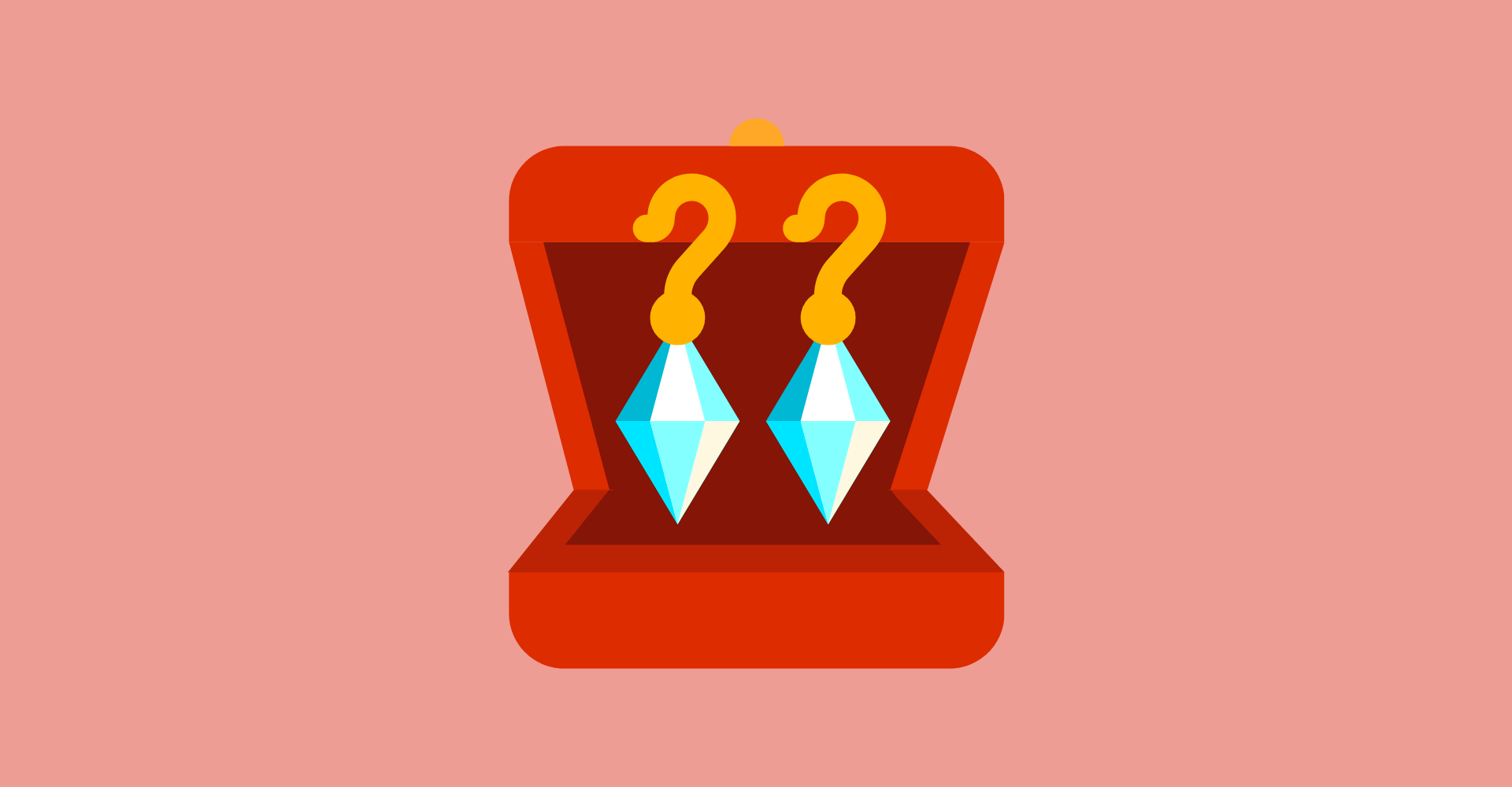 illustrated diamond earrings in case on red background for 10 year anniversary gift list