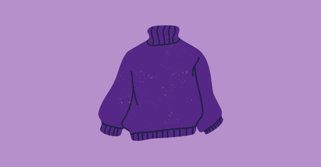 illustrated purple sweater on purple background for purple gift article