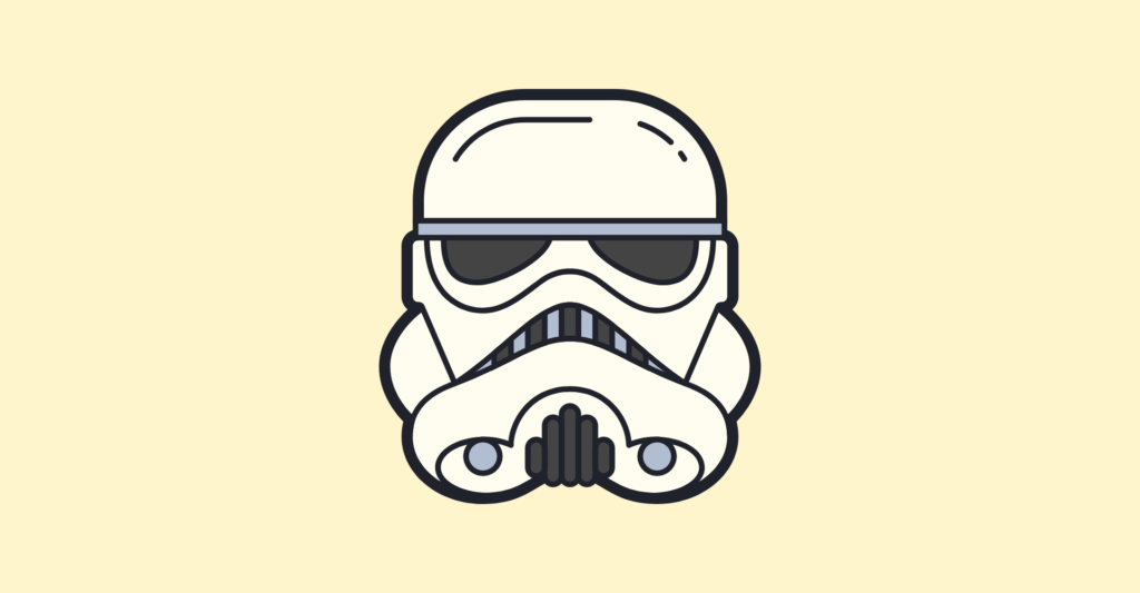 illustrated stormtrooper helmet on yellow background for star wars gifts for men article